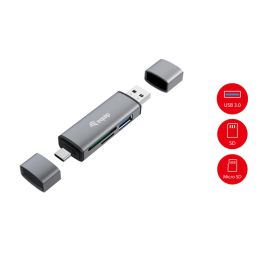 EQUIP LECTOR DE TARJETAS EXTERNO USB 3.0 DOBLE CONEXION USB & USB-C OTG Precio: 12.50000059. SKU: S7811754