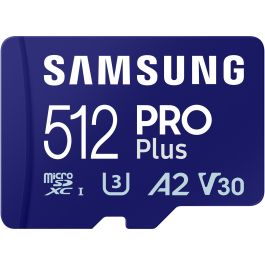 Samsung MB-MD512SA/EU Tarjeta de Memoria microSD PRO Plus 512GB 2023 UHS-I U3 V30 A2 180MB/s lectura 130MB/s escritura Precio: 64.49999985. SKU: B145VG9PXL