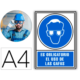 Archivo 2000 Señal Obligatorio Uso de Gafas PVC Azul Luminiscente 210x297 mm Precio: 3.58999982. SKU: B1GABX88RN
