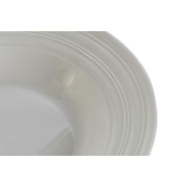 DKD Home Decor Set de 4 Platos Hondo Porcelana Blanco 20 x 3 x 20 cm Apto Microondas Lavavajillas
