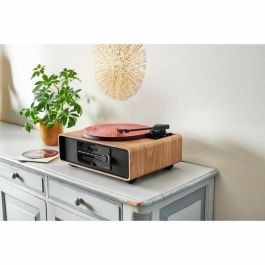 THOMSON THO1720570879525 Microcadena Bluetooth con Tocadiscos, Radio FM/CD/MP3/USB, 60W, Negro/Madera