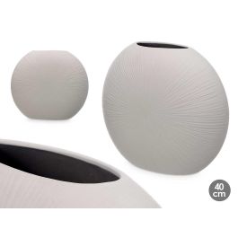 Jarrón de Cerámica Circular Gris 40 cm - Giftdecor (2 Unidades)