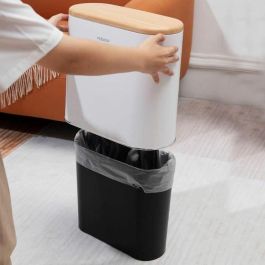 Kitchen Move KIT1712730323829 - Papelera de Baño Estrecha con Empuje, 10 L, de Madera, para Optimización de Espacios