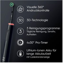 Oral-B Pro 3 3900 Cepillo Dental Eléctrico Oscilante Dúo, Limpieza Diaria, Sensible, Blanqueador, Negro/Rosa