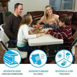 Lifetime Mesa Rectangular Plegable Crema Plástico Acero 122x61x74 cm