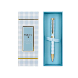 Belius Bolígrafo Perfect Picnic Day Aluminio Celeste Dorado Tinta Azul Caja Diseño