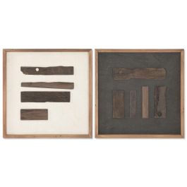 DKD Home Decor Cuadro Moderno de Madera Reciclada, Blanco y Negro, 52.5x52.5 cm (2 Unidades) Precio: 108.89000056. SKU: B1HZZZ6GLE