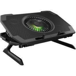 GENESIS Oxid 850 Almohadilla Refrigeradora para Portátil 17.3" con 5 Ventiladores, Iluminación RGB, Ajuste de Altura y 2 Puertos USB Negro