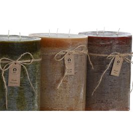 DKD Home Decor Vela Basicos Mostaza Verde 14.5x14.5x20 cm (3 Unidades)