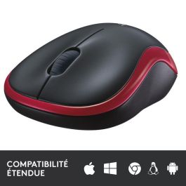 Logitech M185 Ratón Inalámbrico RF Plug-and-Play Rojo con Nano Receptor USB, Ergonómico, Fiable, Batería 1 Año