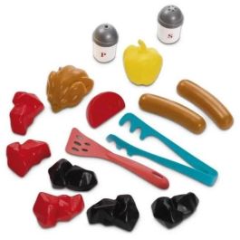 Ecoiffier 4668 Barbacoa de carbón de juguete gris con accesorios, alimentos y utensilios para niños +18 meses