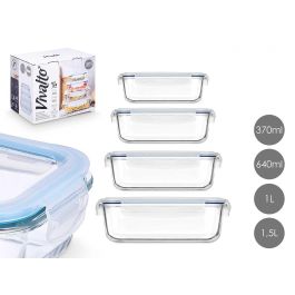 Set 4 Fiambreras Borosilic Rec 370 640 1000 1500Ml Vivalto 26X22CM (4 Unidades) Precio: 61.49999966. SKU: B1K78ARCAP