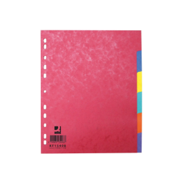 Q-connect Juego de 6 separadores cartulina brillo DIN A4+ multitaladro