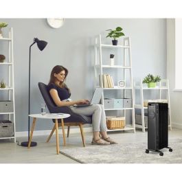 Radiador eléctrico baño de aceite 2500W OCEANIC - 3 potencias - Termostato electrónico - Mando a distancia - Móvil - Negro Radiador eléctrico baño de aceite 2500W OCEANIC - 3 potencias - Termostato electrónico - Mando a distancia - Móvil - Negro