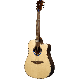 LAG Guitarra Acústica Dreadnought Tramontane Hyvibe 20 A/E Cutaway con Autoamplificación y Multiefectos Integrados