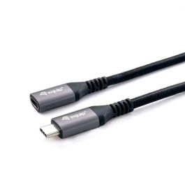 Equip Cable Prolongador USB-C 3.2 Gen2 Macho Hembra 10Gbps 4K/60HzColor Negro 0.5m Malla algodon trenzado Carcasa Conector Aluminio