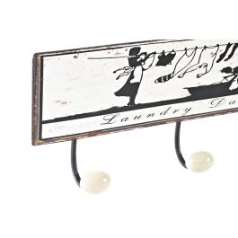 Perchero Pared Vintage DKD Home Decor Negro Blanco 6 x 14.5 x 37 cm (4 Unidades)