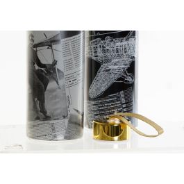 DKD Home Decor Botella Vintage 550ml Borosilicato e Inox, Cierre Hermético, Apto Lavavajillas/Microondas, Negro Blanco, Pack 6 Unidades