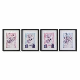 Cuadro Shabby DKD Home Decor Rosa Negro 2 x 45 x 35 cm (4 Unidades) Precio: 22.49999961. SKU: B177MMJFGM