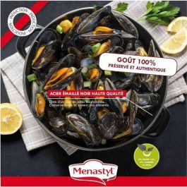 Menastyl 3645562 Olla para Mejillones Acero Esmaltado Negro 18 cm 2,7 Litros Apto para Todo Tipo de Fuegos Inducción