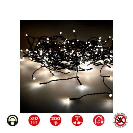 Edm Cortina LED Easy-Connect 2m, Blanco Cálido, 200 LEDs, 3.2W, IP44, Hasta 6 Interconexiones