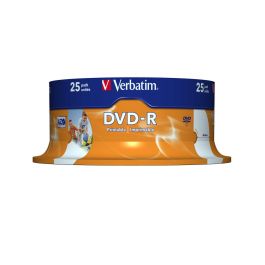 Verbatim Dvd-R, 4.7 grb, 16X, 25 Pack Spindle, Superficie Wide Inkjet Printable 21 -118 mm