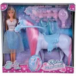 Simba Steffi Love Princesa y Caballo Muñeca Modelo 29cm con Vestido, Tiara y Accesorios de Peluquería para Montar