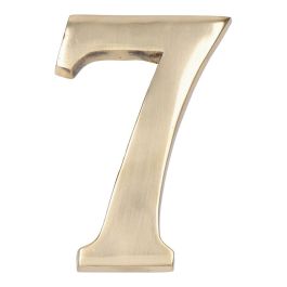 Edm Número 7 en Latón Pulido 10cm con Fijación Invisible - Oro Viejo