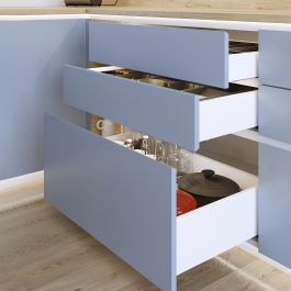 Emuca Cajón exterior Protone 30kg con guías de extracción total y cierre suave, Altura 93mm, profundidad 400mm, Acero, Pintado blanco