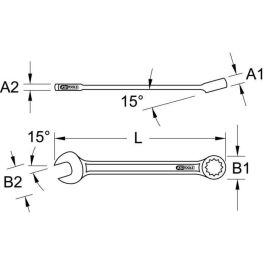 KS TOOLS 922.0075 - Juego de llaves combinadas métricas de 25 piezas en estuche, 6 a 34 mm, ángulo de horquilla 15°
