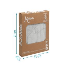 KioKids Toalla de Baño Bebé 100% Bambú Gris con Capucha 76x76 cm. Suave, Absorbente, Termo Climática, Certificado Oekotex +0 Meses