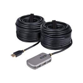 StarTech.com Hub Extensor USB 2.0 con Cable Activo 24m, 4 Puertos, 480Mbps, Alimentación Opcional, Negro/Plata