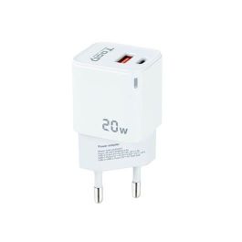 Cargador de Pared TooQ TQWC-QCPD20WT/ 1xUSB-Tipo C/ 1x USB/ 20W/ Blanco