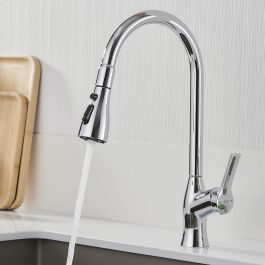 Grifo Monomando Fontastock Cromo Acero Inoxidable Latón Cerámico Aleación de Zinc Forma de C Alto