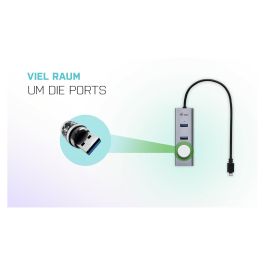 I-tec Hub USB-C con 4 Puertos USB 3.0 para Ordenador Portátil, Tablet y Teléfono Inteligente, Conexión Rápida de Datos y Carga