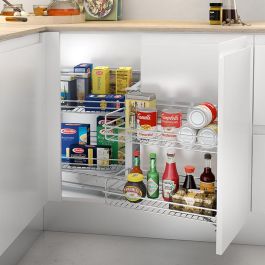 Menage Confort M900 Extraíble Rincón Classic Derecho Cromado con Cierre Amortiguado, 4 Cestas y 35 Kg Capacidad