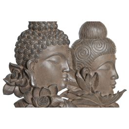 DKD Home Decor Figura Buda Oriental Resina Metal Marron Negro 8 x 42 x 23 cm (2 Unidades)