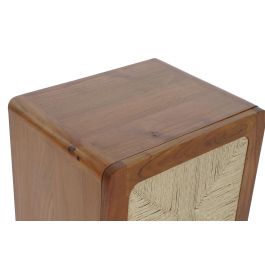 DKD Home Decor Mesita de Noche Item Home Acacia Ratan Marron Oscuro Natural 40 x 50 x 50 cm