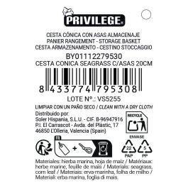 Privilege Cesta Cónica Seagrass con Asas 20 cm (24 Unidades)