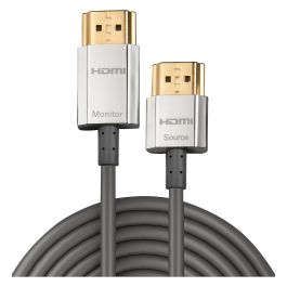 LINDY 41676 Cable HDMI High Speed Cromo Slim con Ethernet 4.5m, 4K 60Hz, 3D, Negro/Oro/Plata