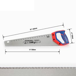 Workpro Serrucho Universal SK5 350 mm, 7 TPI, Mango Ergonómico, Dientes Triple Afilado para Madera, Bambú, PVC