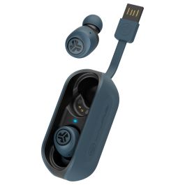 JLab GO Air True Auriculares Inalámbricos Bluetooth 5.0 IP44 Azul, Hasta 20h Batería con Estuche de Carga, Almohadillas Silicona 3 Tamaños