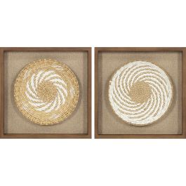 DKD Home Decor Cuadro Decorativo Estilo Bohemio Beige y Blanco de Yute y Pino, 35 cm Ancho, 35 cm Alto, 3,6 cm Profundidad (Pack de 2) Precio: 37.6899996. SKU: B1GTJXERPN
