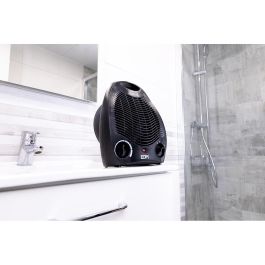 Edm Calefactor compacto 1000-2000W Negro con Aire Fresco y Protección Sobrecalentamiento 21x12.5x27cm