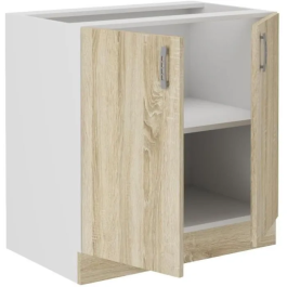 SARA Mueble Bajo SARA80D2F - 2 Puertas - Roble Sonoma - L80xP48xH82 cm - Encimera No Incluida - Fabricado en Polonia