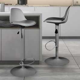 Home Deco Factory Taburete Bar Essentiel Gris Regulable en Altura 83-104 cm Diseño Moderno