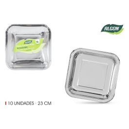 Set de 10 platos de cartón plata cuadrados 23 cm Algon (18 Unidades) Precio: 15.90000016. SKU: B1DBFKJN9N