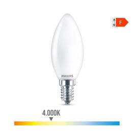 Philips Bombilla Vela LED E14 4.3W (40W Equiv.) 470 lm 4000K Luz Día Cristal Mate No Regulable 360° Ø3,5x9,7cm