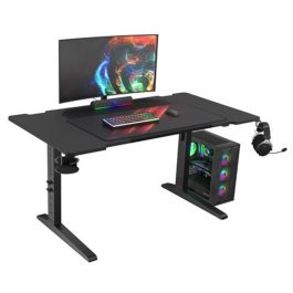 GENESIS NDS-2249 Holm Modular 140 Escritorio Gaming Altura Ajustable, Negro, con Soporte Bebida/Auriculares y LED RGB