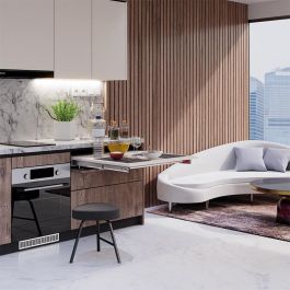 ATIM COCKTAIL Modulo 600 - Bastidor Mesa Adicional Extraíble Tipo Península Oculta en Cajón con Guías de Aluminio